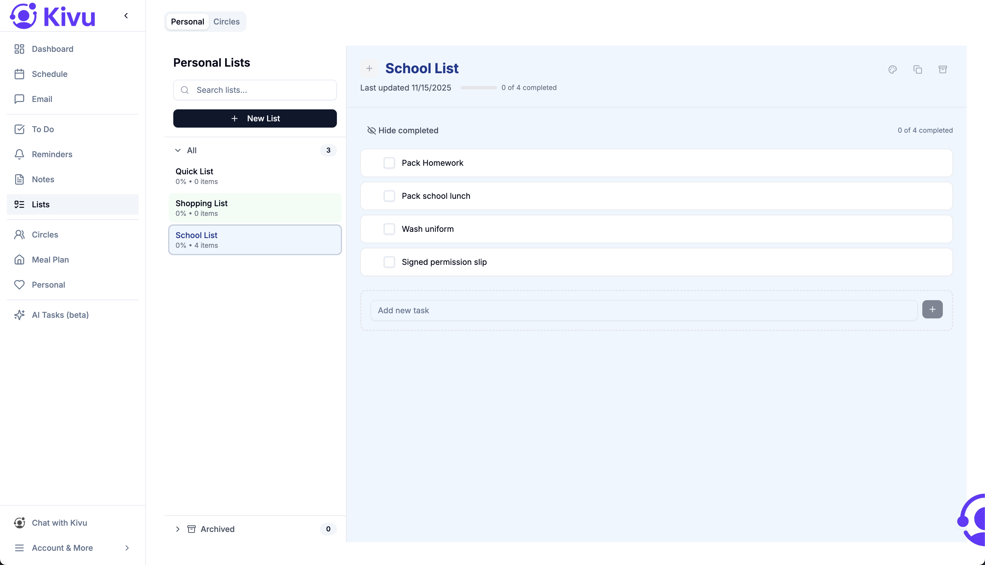 Shared lists for shopping and more
